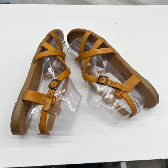 Mariella Made in Italy Brown Caged Ankle Open Toe Sandal Flats- Women's 8.5 -New - Picture 10 of 11